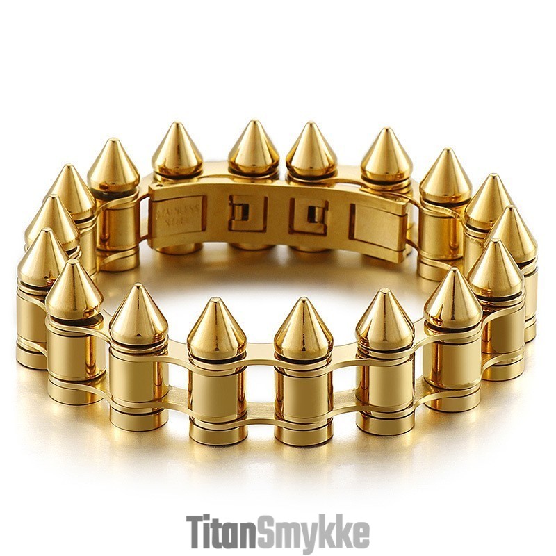 Moderigtigt Bullet Head Titanium Bikerarmbånd Til Herrer