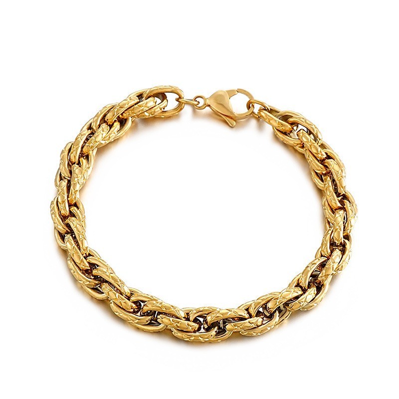 Hip-Hop-Stil Slangemønster Twist Titanium Armbånd Til Mænd Hip-Hop-Stil Slangemønster Twist Titanium Armbånd Til Mænd