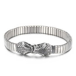 Cool Dobbelt Slangehoved Chic Stil Titanium Armbånd Til Mænd