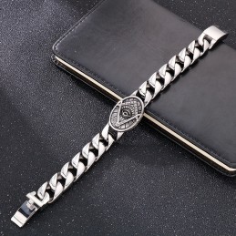 Vintage Chic Style Rund Plade Frimurer Titanium Armbånd Til Mænd