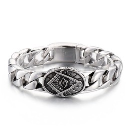 Vintage Chic Style Rund Plade Frimurer Titanium Armbånd Til Mænd