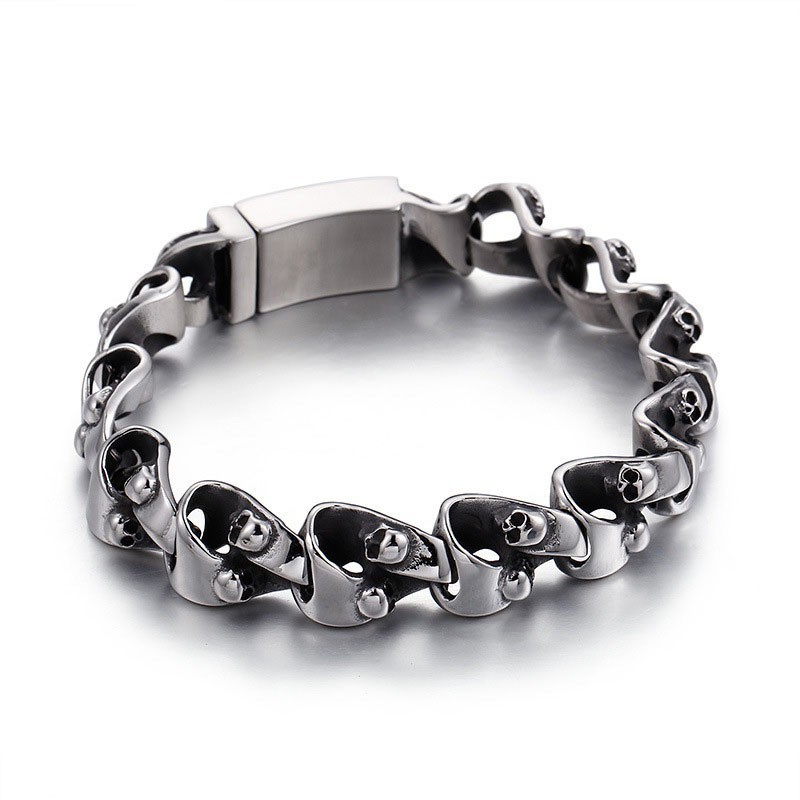 Cool Chic Skull Titanium Armbånd Til Mænd