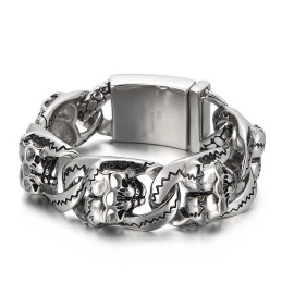 Cool Dobbelt Kraniemønster Titanium Armbånd Til Mænd