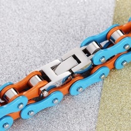 Enkelt Malet Blå-Orange Titanium Bikerarmbånd Til Mænd
