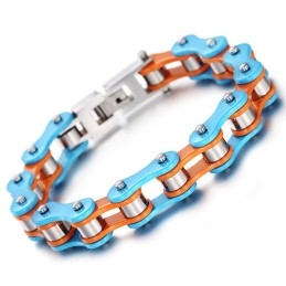 Enkelt Malet Blå-Orange Titanium Bikerarmbånd Til Mænd