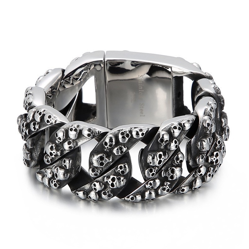 Overdrevet Elegant Kranium Titanium Armbånd Til Mænd Overdrevet Elegant Kranium Titanium Armbånd Til Mænd
