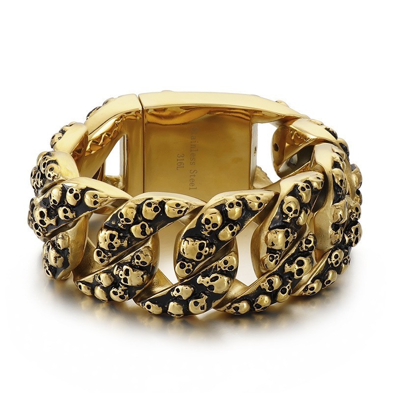 Overdrevet Elegant Kranium Titanium Armbånd Til Mænd Overdrevet Elegant Kranium Titanium Armbånd Til Mænd