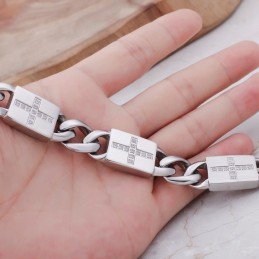 Moderigtigt Rock Hiphop-Stil Kors Med Diamanter I Titaniumarmbånd
