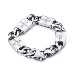 Moderigtigt Rock Hiphop-Stil Kors Med Diamanter I Titaniumarmbånd