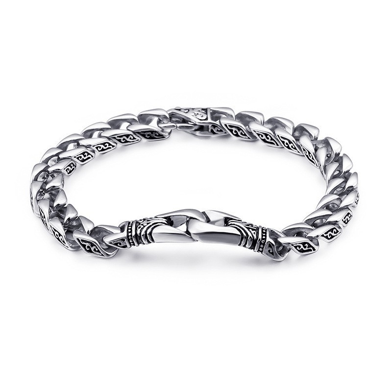 Moderigtigt Håndholdt Blomster Titanium Armbånd Til Mænd