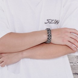 Overdrevet Skull Biker Titanium Armbånd Til Mænd