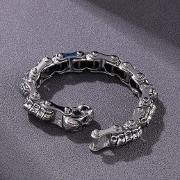 Mode Skull Keel Machine Chain Titanium Armbånd Til Mænd