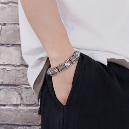 Mode Skull Keel Machine Chain Titanium Armbånd Til Mænd