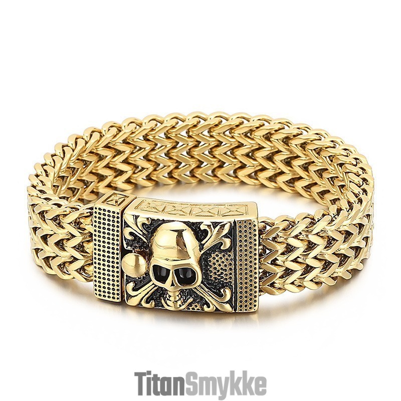 Hip-Hop Kranie Titanium Armbånd Til Mænd Hip-Hop Kranie Titanium Armbånd Til Mænd