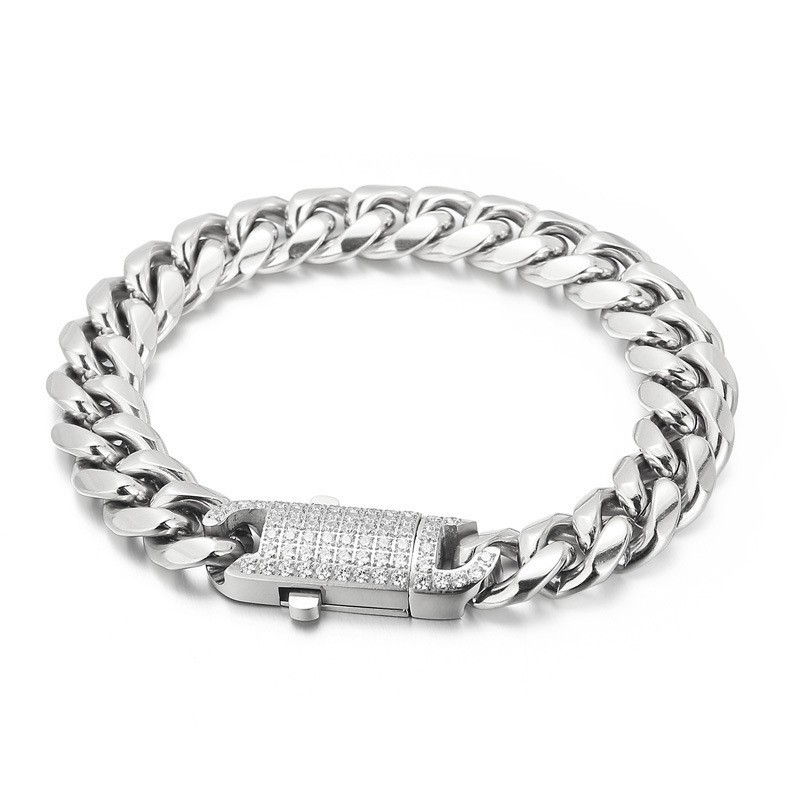 Moderigtigt Street Hip-Hop-Stil Titaniumarmbånd Med Diamantbesætning Til Mænd Moderigtigt Street Hip-Hop-Stil Titaniumarmbånd Med Diamantbesætning Til Mænd