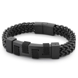 Mode Gadefotografering Buet Mærke Vævet Titanium Armbånd Til Mænd