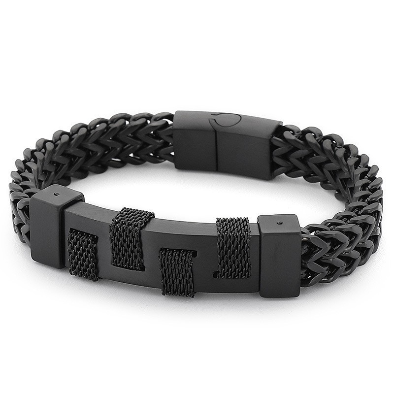 Mode Gadefotografering Buet Mærke Vævet Titanium Armbånd Til Mænd