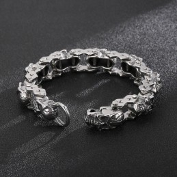 Moderigtigt Elegant Blomsterkraniearmbånd I Titanium Til Mænd