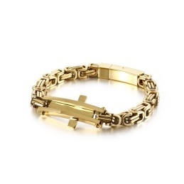 Cool Cross Bend Hip Hop Titanium Armbånd Til Mænd