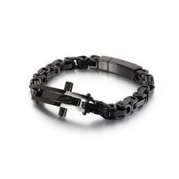 Cool Cross Bend Hip-Hop Titanium Armbånd Til Mænd