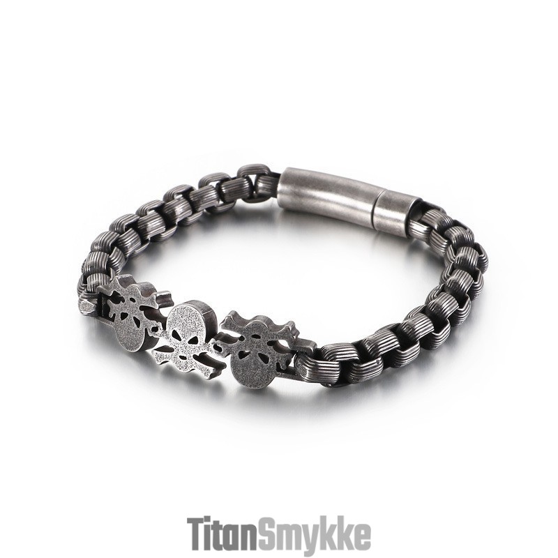 Moderigtigt Streetstyle Hiphop-Kraniearmbånd I Titanium Til Mænd Moderigtigt Streetstyle Hiphop-Kraniearmbånd I Titanium Til Mænd