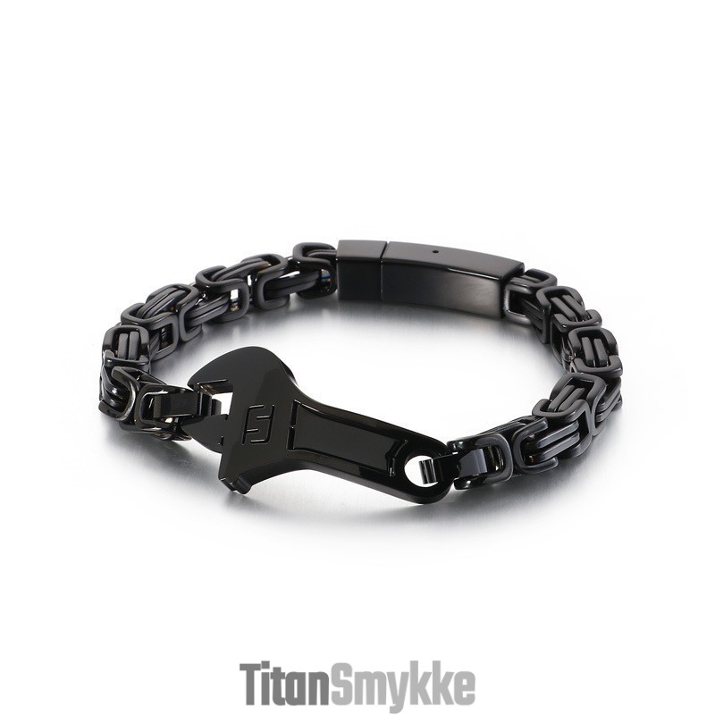 Cool Wrench Back Type Buet Plade Herre Titanium Armbånd
