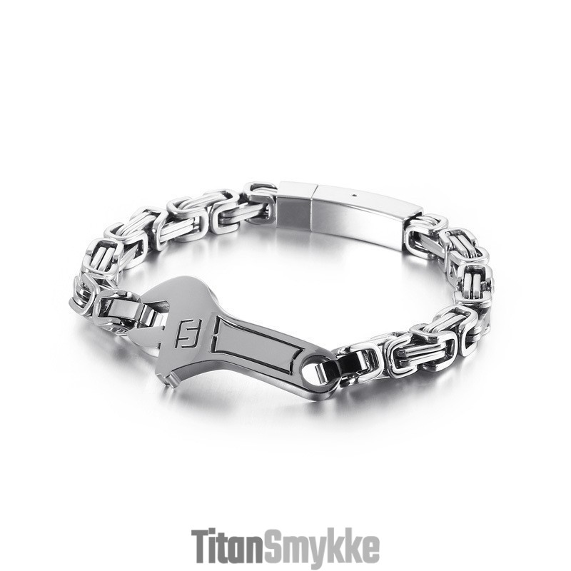 Cool Wrench Back Type Buet Plade Herre Titanium Armbånd