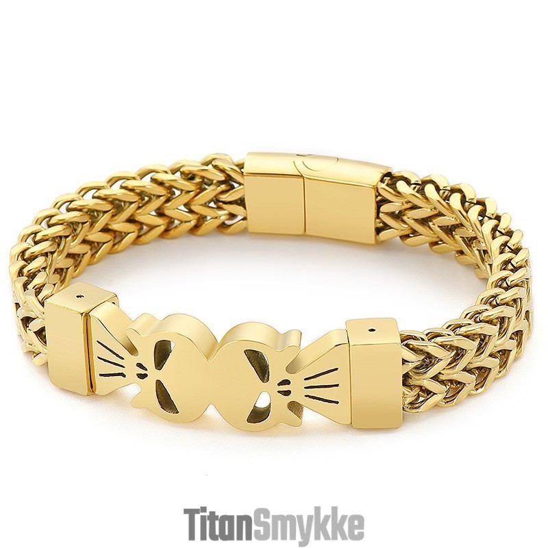 Moderigtigt Hiphop-Stil Dobbelt Kranium Titaniumvævet Armbånd Til Mænd Moderigtigt Hiphop-Stil Dobbelt Kranium Titaniumvævet Armbånd Til Mænd