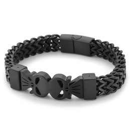 Moderigtigt Hiphop-Stil Dobbelt Kranium Titaniumvævet Armbånd Til Mænd