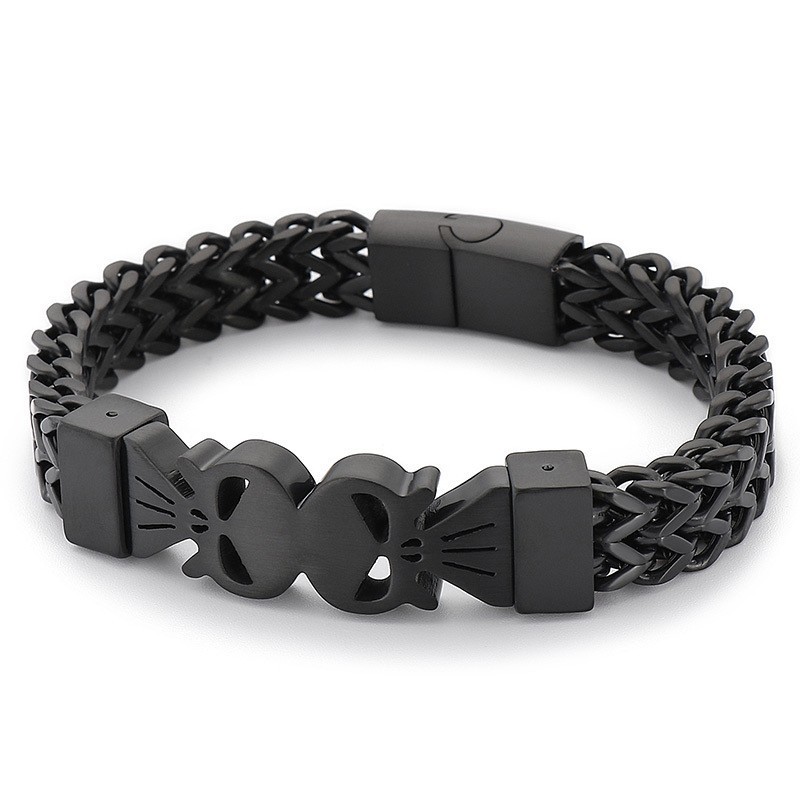 Moderigtigt Hiphop-Stil Dobbelt Kranium Titaniumvævet Armbånd Til Mænd