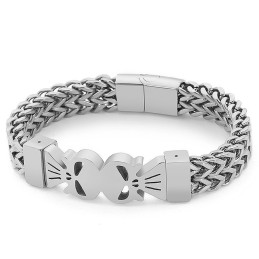 Moderigtigt Hiphop-Stil Dobbelt Kranium Titaniumvævet Armbånd Til Mænd