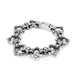 Overdrevet Chic Circle Skull Titanium Armbånd Til Herrer