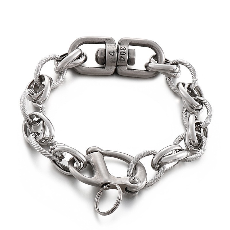 Fashion Street Beat O-Word Splicing Titanium Armbånd Til Mænd