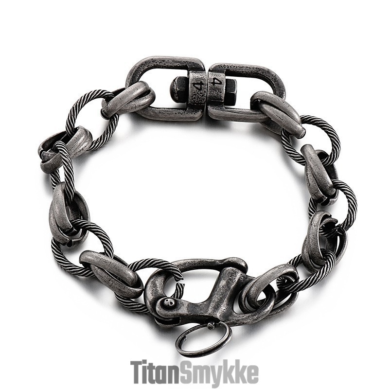 Fashion Street O-Word Splicing Titanium Armbånd Til Mænd