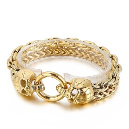 Cool Fashion Chic Style Skull Titanium Armbånd Til Mænd