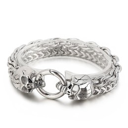 Cool Fashion Chic Style Skull Titanium Armbånd Til Mænd