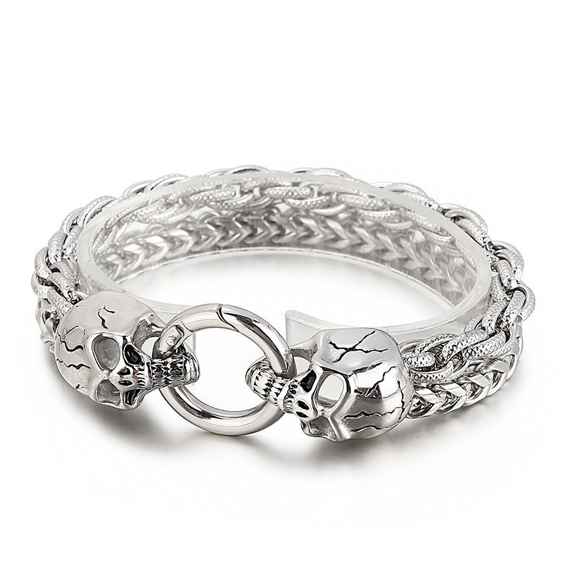 Cool Fashion Chic Style Skull Titanium Armbånd Til Mænd Cool Fashion Chic Style Skull Titanium Armbånd Til Mænd