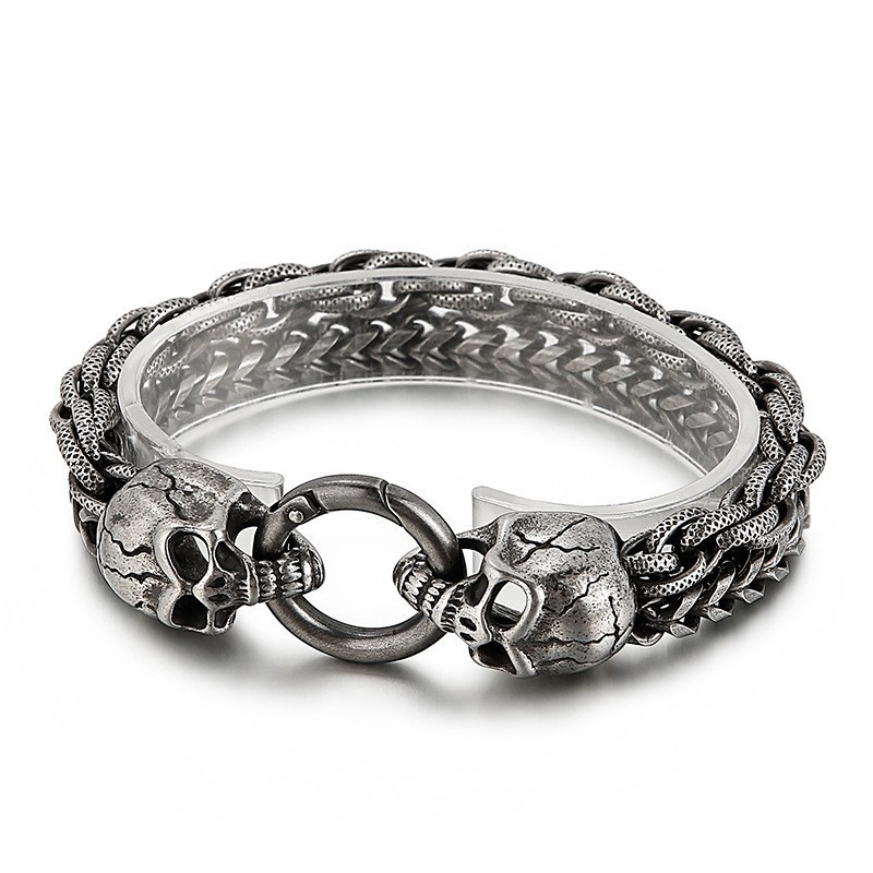 Cool Fashion Chic Skull Titanium Armbånd Til Mænd