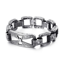 Cool Cross Floral Hollow Titanium Armbånd Til Mænd