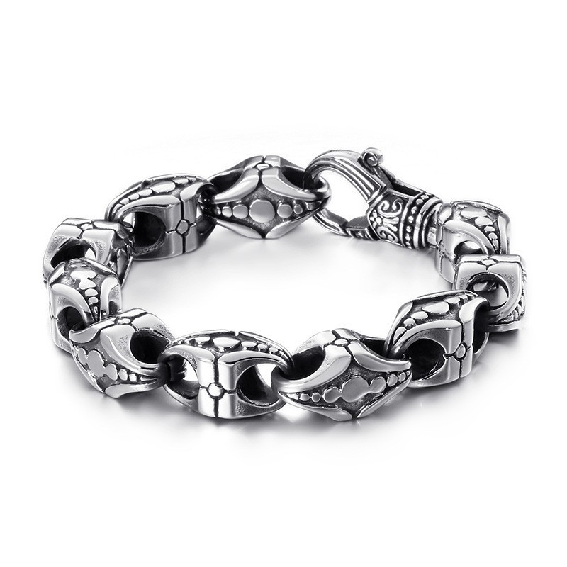 Cool Cross Floral Openwork Titanium Armbånd Til Mænd
