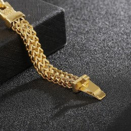 Street Cool Double Keel Guld Titanium Armbånd Til Herrer