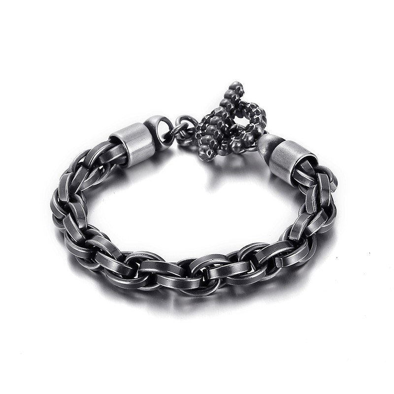Cool Fashion Skull Clasp Titanium Armbånd Til Mænd