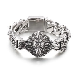 Ulvehoved Blomster Titanium Armbånd Til Mænd