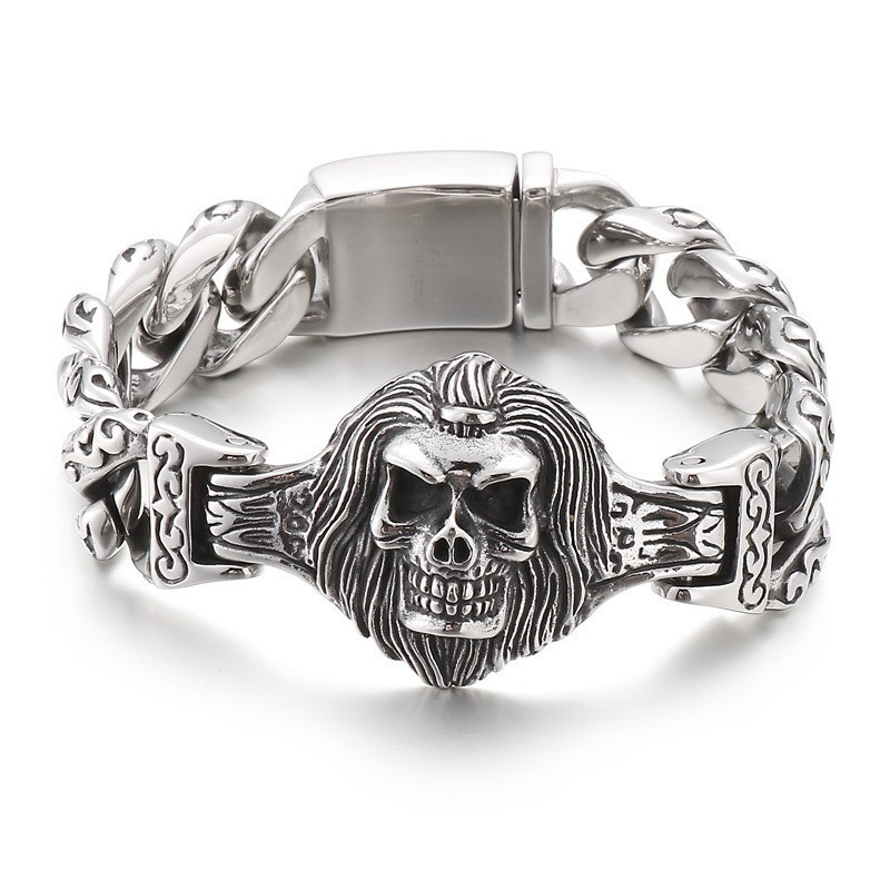 Kraniehoved Blomst Titanium Armbånd Til Mænd