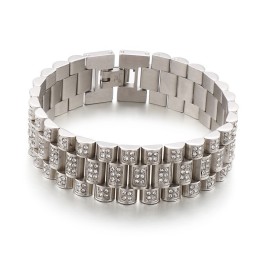 American Hiphop Tank Diamond Herre Hiphop Titanium Armbånd