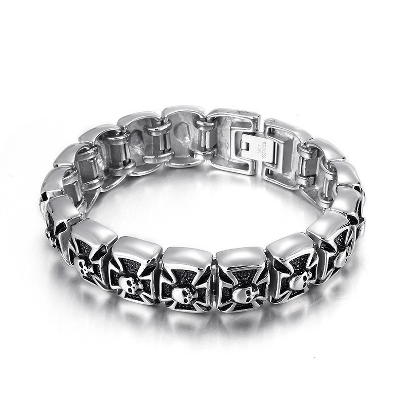 Ghost Cross Skull Titanium Armbånd Til Mænd Ghost Cross Skull Titanium Armbånd Til Mænd