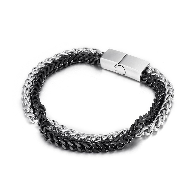 Moderigtigt, Cool Og Elegant Herrearmbånd Med Dobbelt Lag I Titanium