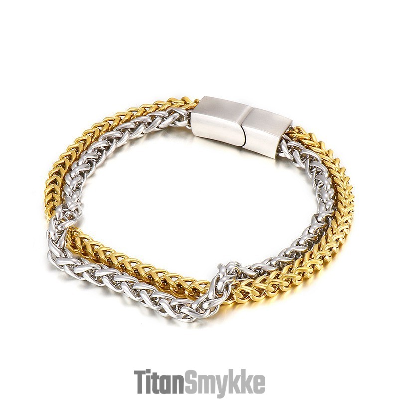 Moderigtigt, Cool Og Elegant Dobbeltlags Titaniumarmbånd Til Mænd