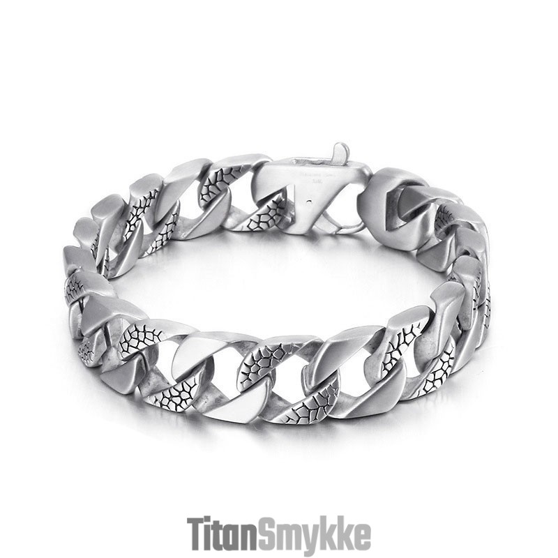 Sejt Titaniumarmbånd Med Slangemønster Til Mænd