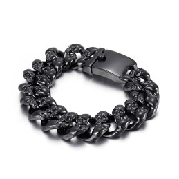 Cool Dobbelt Kranium Titanium Armbånd Til Mænd